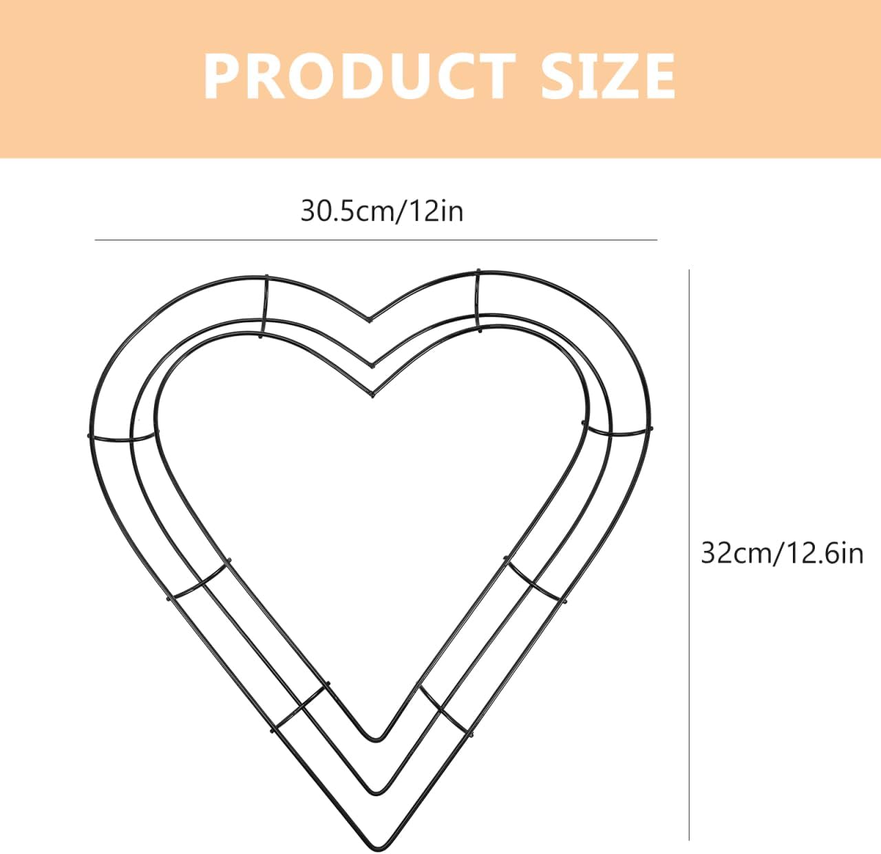 Unomor Heart-Shaped Wire Wreath Frames 12 Inch Sturdy Iron for Floral Arranging & DIY Valentine Decor – for Indoor Outdoor Wedding, Anniversary, Door Hanging