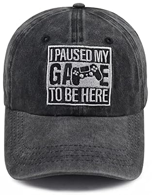 Gamer Gifts for Men Women, I Paused My Game to Be Here Baseball Cap, Adjustable Cotton Embroidered Gaming Hats, Funny Gaming Stuff Gift for Teen Boys Girls Son Brother Boyfriend Husband Friend
