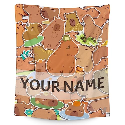 Personalized Blanket Gifts with Name - 60"x80" Cute Throw for Boys, Girls - Brown Soft Fuzzy Blankets for Bed, Couch & Living Room
