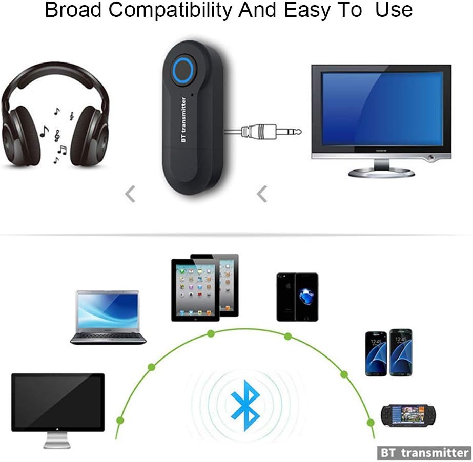 Bluetooth Transmitter V4.2 USB Wireless Bluetooth Transmitter Adapter Connected to 3.5mm Audio Receiver Devices Low Latency Paired for PC TV Headphones Car Home Stereo Music