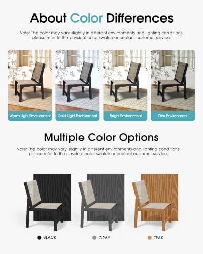 Image of Ciokea HDPE Outdoor Dining Chair, Patio Stackable Porch Chairs, Black | All-Weather Armless Furniture with Breathable Teslin Fabric. Suitable for Outdoor Leisure in Backyard, Pool, Lawn & Garden..