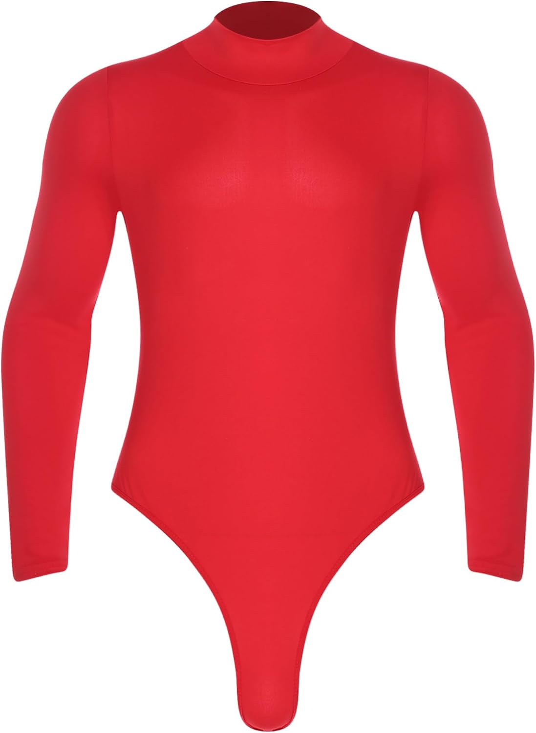 ranrann Mens Mock Neck Long Sleeve Bodysuit Slim Fit Stretchy Full Body Leotard For Dance