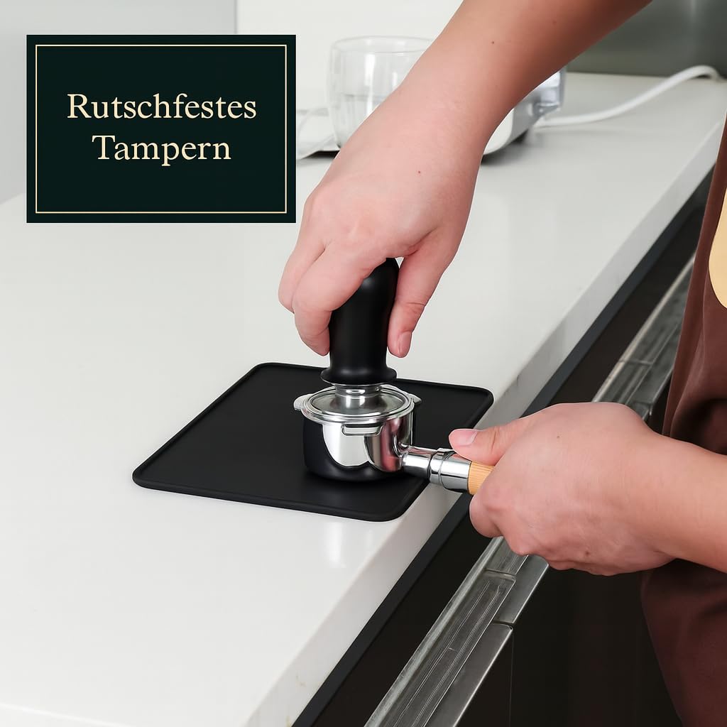 Joyeee Espresso Tamper Matte Silikon - Rutschfeste Kaffeestampf Unterlage 19,5x14,7cm