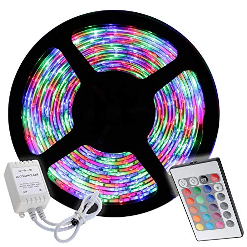  Striscia 300 LED RGB 5 metri 35W 15 colori 4 giochi luce multicolore cromoterapia strip adesiva auto barca camper 12V