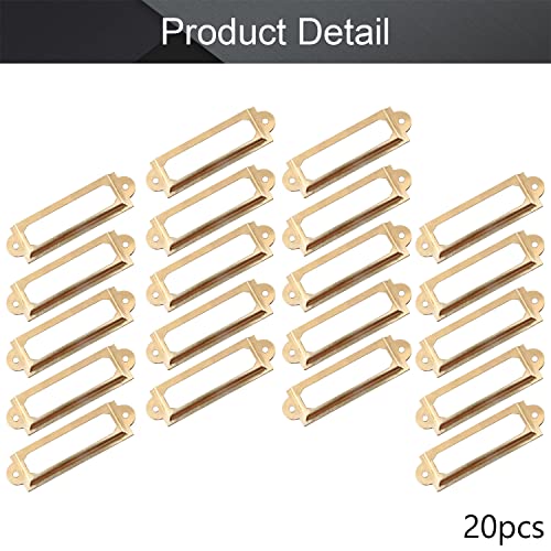 Mromax 20Pcs Metal Label Frame, 60 X 17Mm Gold Label Frame Card Holders With Screws For Office Library Furniture Card File Drawer Cabinet #TOP3