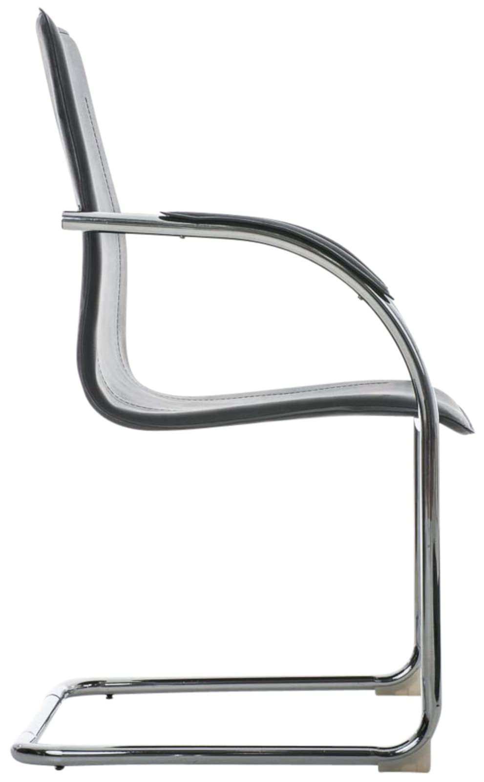 CLP Lot De 3 Chaises Oscillantes Melina Similicuir I Sièges De Visiteur avec Accoudoirs Et Pied Luge en Métal, Couleur:Noir