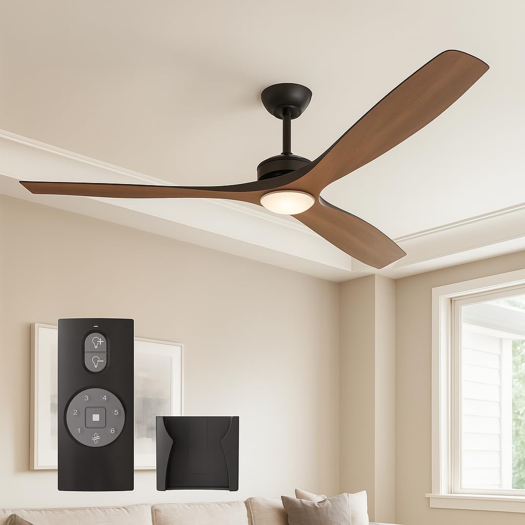 FANX 60" Indoor Outdoor Ceiling Fan with Light, Quiet 6-Speed DC Motor, Dimmable 18W LED 1500 Lumens, Adjustable Color Temperature, Reversible