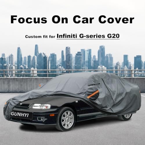 Image of GUNHYI Premium Car Cover Custom Fit Infiniti G-Series G20(1991-2002), 16 Layers Heavy Duty Car Cover Waterproof All Weather with Zipper Door for Sun Rain Snow Dust Uv Protection