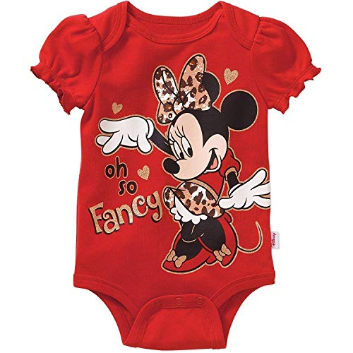 DIsney Baby Minnie Mouse Baby Girls Oh So Fancy Puff Sleeve Bodysuit Creeper (Newborn)