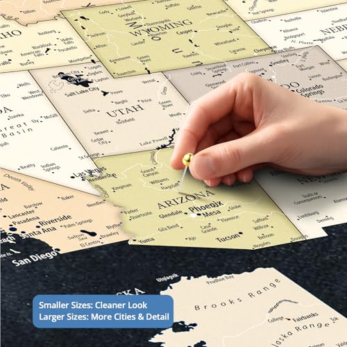 Image of IPIC - Personalized Canvas USA Map for Wall Decor, Oversize Pinnable Board Amerika to Mark Travels, Custom Artwork with Names, USA Travel Map for Home, Office, Study, and RV, Ready to Hang