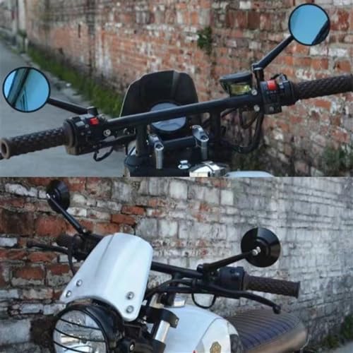 Espejos universales para motocicletas redondos de aluminio negro par 4
