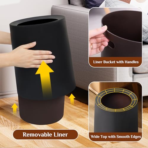 2 Canecas de Basura Redondas Modernas 3Gal Negra Pack miniatura 3