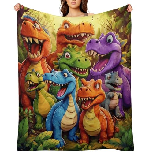 Dinosaur Blanket for Boys & Kids - Blanket Boom Ultra Soft Flannel Fleece Throw Cute 3D Dino Print Plush Bed Blanket for Toddlers Cozy Warm for Couch Sofa & Travel 50x60