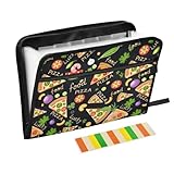 ALAZA Pizza Black Tomato Expandable Filing Folder Storage Organiser Box Files, 13 Pockets Zip Filing Folders for Home or Office Documents