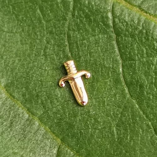Image of Chamon 8K Solid Gold Tooth Gems Dagger Shape Sword Design, Tiny Micro Gothic Punk Teeth Ornament, Hip Hop Style Accessory for Men and Women