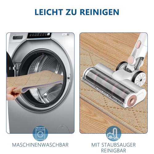 KOOTETA Teppich-Treppenstufen, rutschfest, 20x76cm (15 Pack), Teppich-Treppenläufer, wiederverwendbarer Klebstoff für alle sauberen, glatten Treppen, Stufenschutzmatte für Kinder, Beige