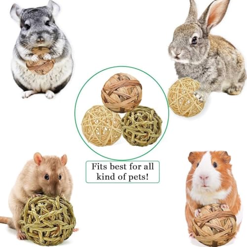 Image of SunGrow Assorted Rabbit & Cat Chew Balls, Teething Activity Toy for Pocket Pets, Improves Dental Health, Environment Friendly, Stress Reliever (Assorted Rabbit Chew Balls, 6 Pcs)