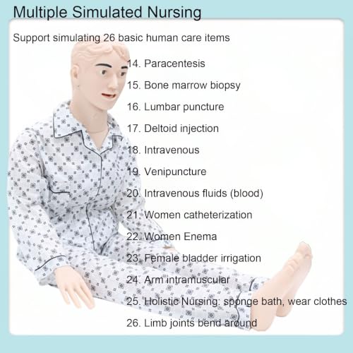 Image of INTBUYING Patient Care Nursing Manikin Female, 5.34Ft Life-Size Trauma Education Teaching Model Multi-Function Demonstration Manikin Model with 2 Muscle Module and Urinary Catheter for Teaching