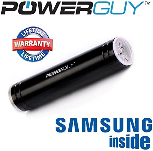 PowerGuy Premium Compact Mini Portable Charger - Lipstick-Sized External Battery 3000mAh Power BankFREE Adapters for all phones Included andCarrying Case - for Apple iPhone 5S, 5C, 5, 4S, iPad, Air, Mini, Samsung Galaxy S4, S3, Note, Nexus, LG, HTC, HTC One, Moto, Nokie Lumia 520, 1020 and most other Smartphones. Portable Battery Charger with LED Flashlight, Portable Phone Charger, USB Battery, Rechargeable Battery Backup, External Charger, USB Battery Charger –GENUINE SAMSUNG Li-On Battery InsideLIFETIME REPLACMENT WARRANTY - - Get The Coolest Brand for Him and Her! (Black)