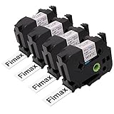 Fimax 4 PK Standard Laminated Label Tape Compatible for Brother P-Touch TZe-251 TZ251 TZe251 Black on White 0.94
