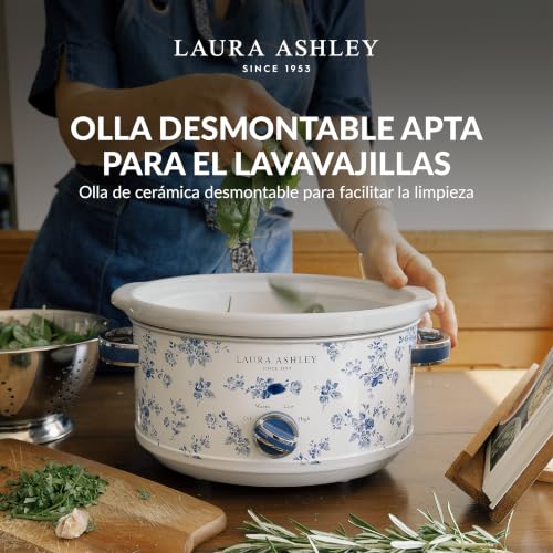 Miniatura 7 de Olla De Cocción Lenta Laura Ashley 6.5l Con Estampado China Rose By Vq - Olla Lenta Para 8-10 Personas - Olla Electrica Lnergéticamente Eficiente Con 3 Ajustes De Calor - Arrocera Con Tapa De Cristal
