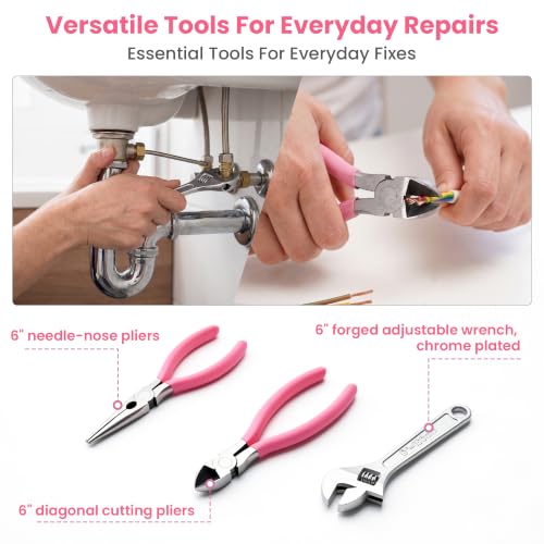 Pink Home Tool Kit for Women 153-Piece Small Tool Kit for Home Repairs - Image 4