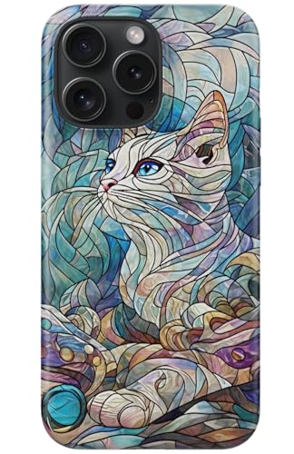 Image of Goodon for iPhone 16 Pro Case Cute - Wireless Charging Compatible - Dual-Layer Hard Shell + Silicone Cover - Protective Phone Case with Trendy Designs for Women - an Abstract Ragdoll Cat