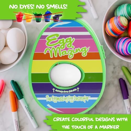 Eggmazing Egg Decorator Easter Egg Decorator Kit - Arts and Crafts Set - Includes Egg Decorating Spinner and 8 Colorful Quick Drying Markers | Ages 3 and Up (Spring Green) - View 5