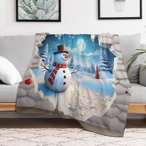 Manta de franela de muñeco de nieve 180x200 cm para sofá y cama 3