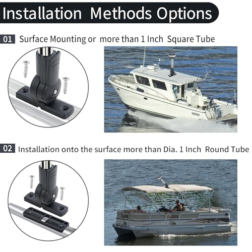 Image of Anchor Light Boat Bimini Light Stern Light LED Marine Navigation Lights USCG 2 NM All Round White Stainless Steel 12 Volts for Pontoon (9 Inches Fold Down Base)