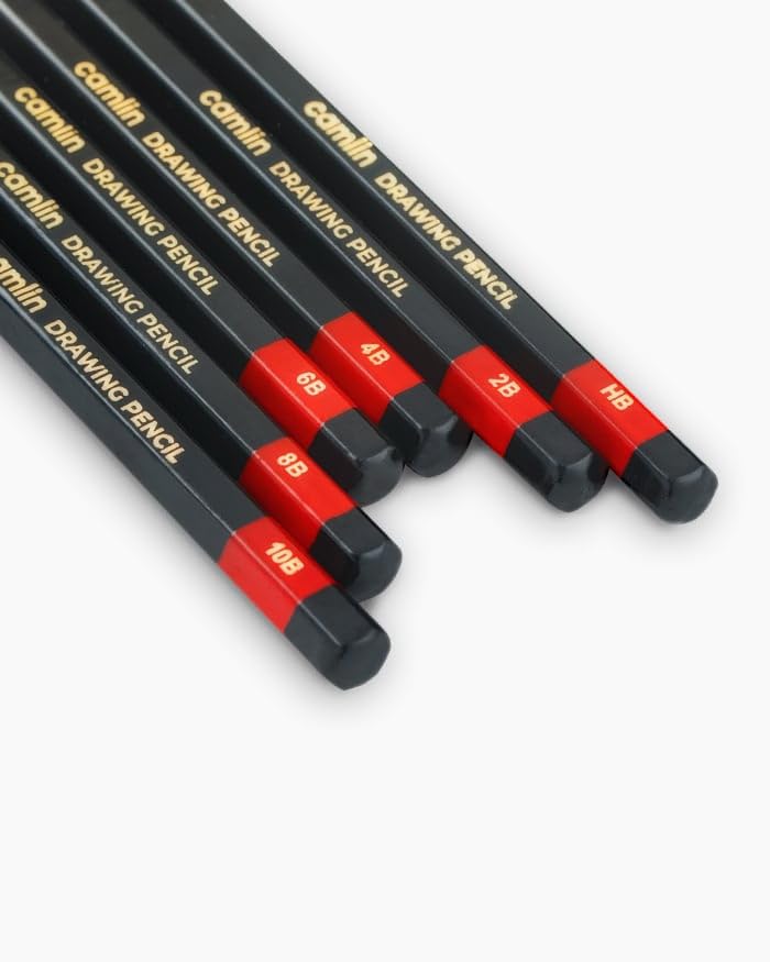 Image of Camel Assorted Drawing Pencils | Pack of 6 | HB, 2B, 4B, 6B, 8B & 10B | Sketching & Shading Pencils for Artists