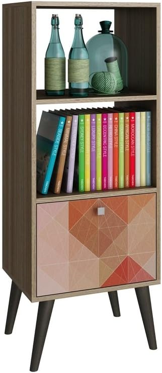 Manhattan Comforts Sami Double Bookcase, Oak and Stamp