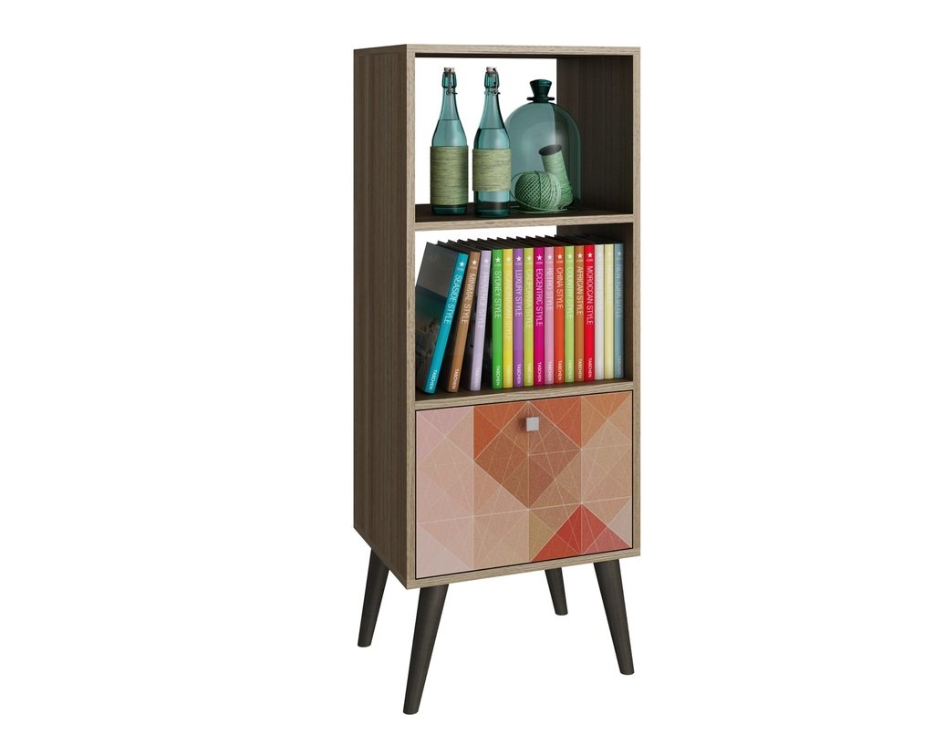 Manhattan Comforts Sami Double Bookcase, Oak and Stamp