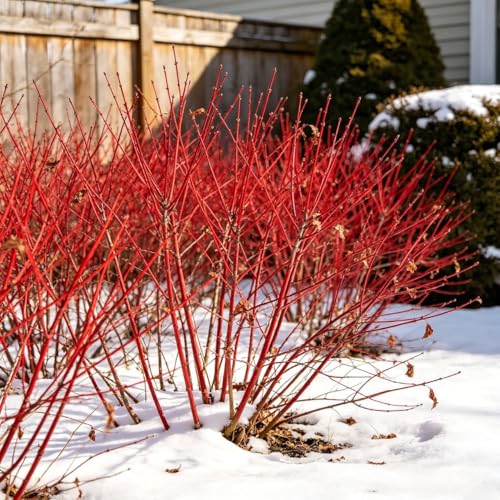CarpetC 10 Red Dogwood Seeds for Planting, Tatarian Dogwood Cornus alba Red Twig Interest Shrub, Non-GMO Heirloom for Hedges and Borders