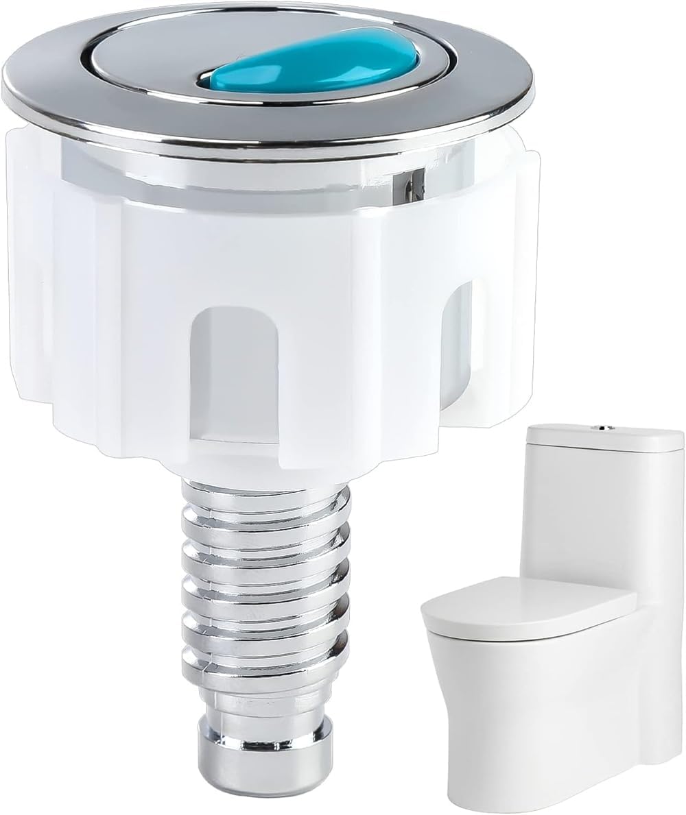 Toilet Flush Button, Modern Compact Double Push Toilet Flush Parts, Round Dual Flush Push Button Compatible with Standard Cistern, Cistern Flush Replacement