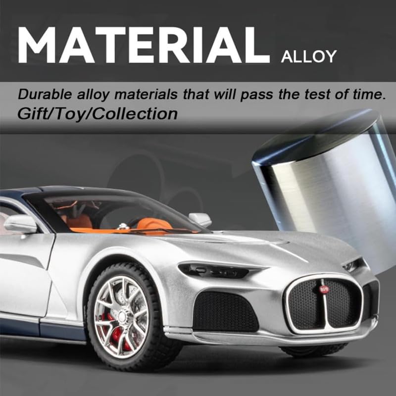Image of Model 1:24 Bugatti Atlantic Model Alloy Metal Pull Back Die-cast Car Openable Doors with Sound and Light Vehicle Car Toy for Kids - Multicolor