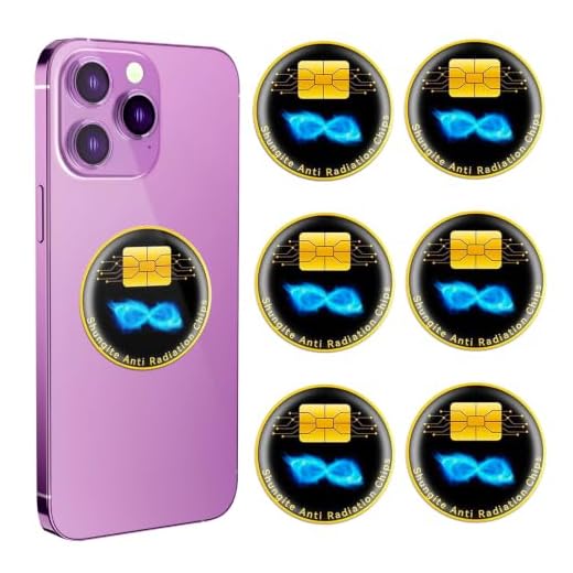 IXULZ 6 Pcs Cell Phone Protection Stickers Neutralizers for Smartphones, Tablets, Laptops, Computers, WiFi, TV, Monitors - All Devices Black uu