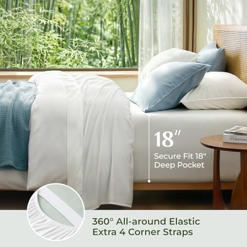 Image of BEDELITE Bamboo Viscose Sheet Set, Full Size, 4 Pieces, White