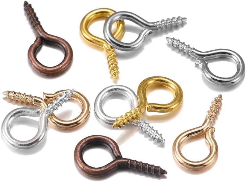 200Pcs Gold Small Tiny Mini Eye Pins Eyepins Hooks Eyelets Screw Threaded Clasps Hooks DIY for Jewelry Making Accessories Jewelry Findings