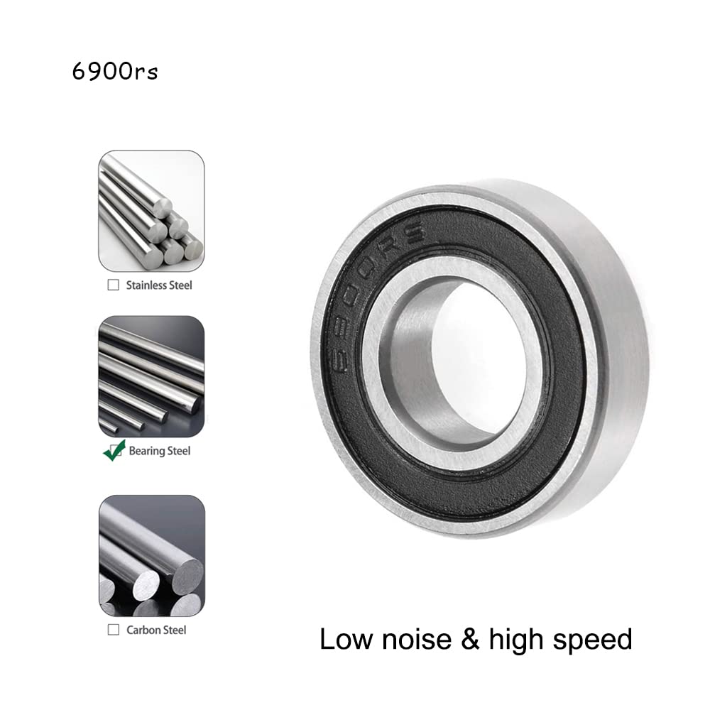 6900-2RS Ball Bearings 10x22x6 mm Rubber Seal Deep Groove Double Shielded for Skateboarding Inline Skates