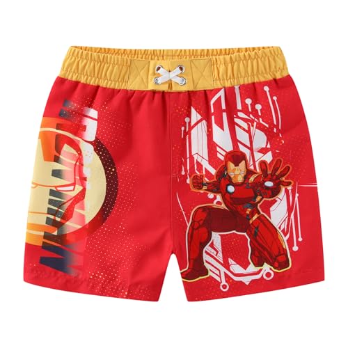 Marvel Iron Man Boys UPF 50+ Swim Trunks Shorts Bathing Suit for Toddler and Big Kids Red