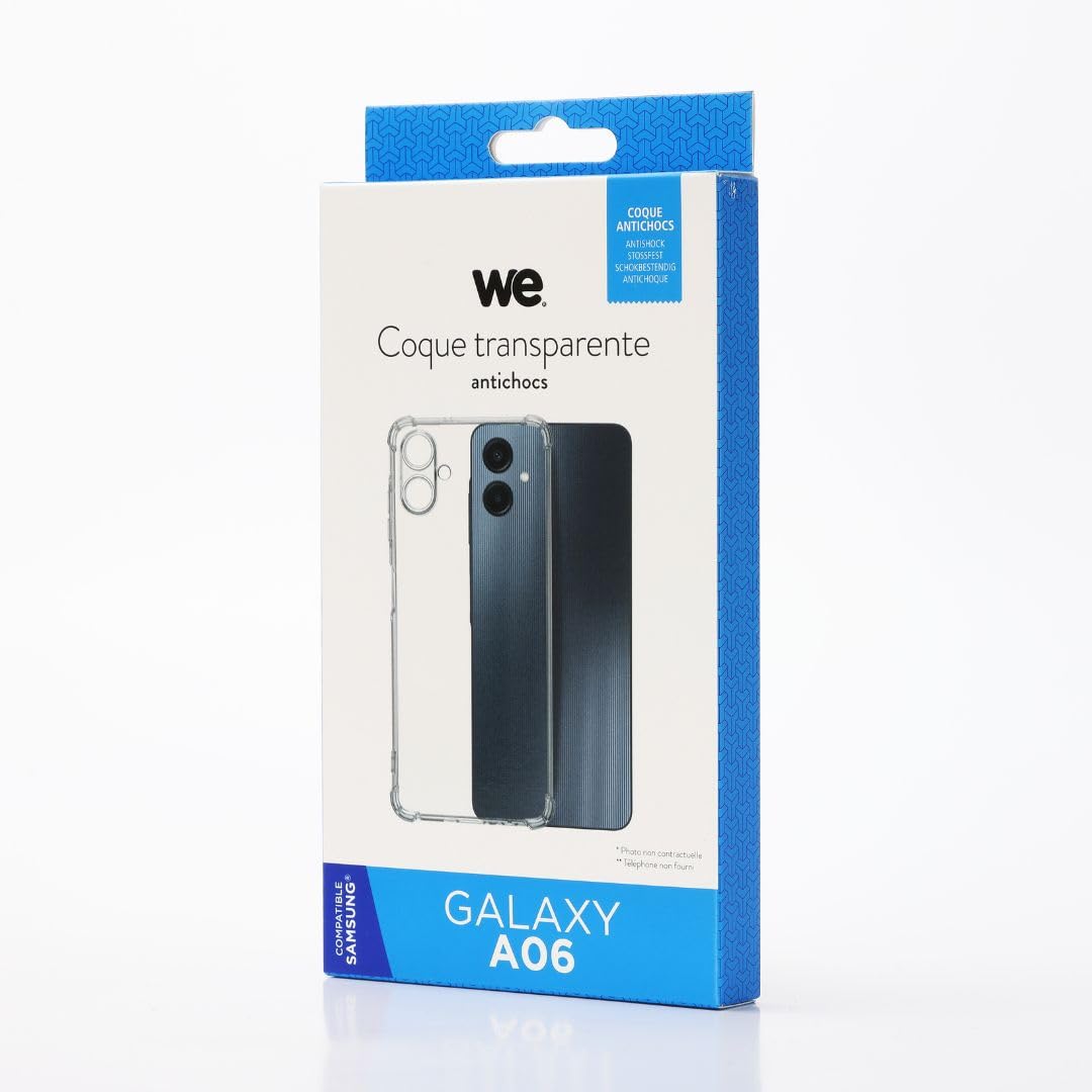 WE Custodia protettiva trasparente a 4 angoli rinforzati, antiurto, ultra resistente, semi-rigida, compatibile con Galaxy A06