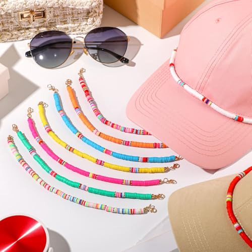 Image of Geyoga 9 Pcs Trucker Hat Chains Trucker Hat Charms Women Man Bill Decoration Detachable DIY Metal Chain for Mesh Baseball Cap(Multicolor,Bead Style)