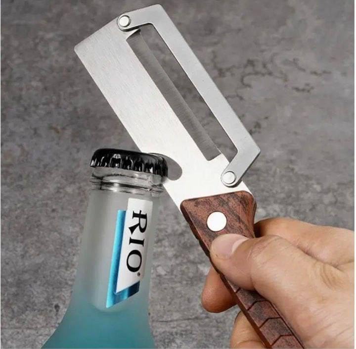 Image of Multi-Functional Vegetable Peeler for Kitchen, Stainless Steel Peeler with Wooden Handle and Bottle Opener, Single Blade Peelers Tool, Suitable for Vegetables or Fruits - 1Pcs