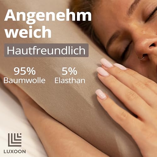 Luxoon Kissenbezug für Gesundheitskissen – 95% Baumwolle / 5% Elasthan, Atmungsaktiv und Hautfreundlich, Waschbar, Für Komfort und Hygiene 1er Pack 30-45 x 50-65 cm, Sand