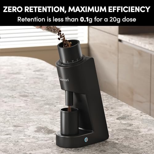 Image of Single Dose Coffee Grinder,Wirsh Geimori GU38 Coffee Grinder with 38mm 6-Core Stainless Steel Conical Burr, 0.01mm Stepless Adjustment, Low Retention Espresso Grinder with Magnetic Dosing Cup,Black