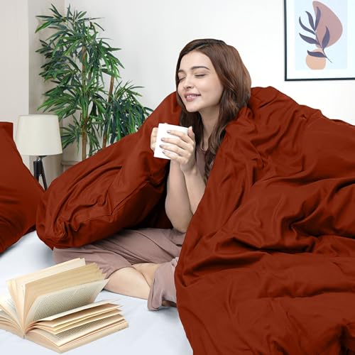 Utopia Bedding Duvet Cover Queen Size - 3 Piece with Zipper Closure - 1 Comforter Cover 90X90 Inches & 2 Pillow Shams 20X26 Inches (Orange) Comforter Not Included