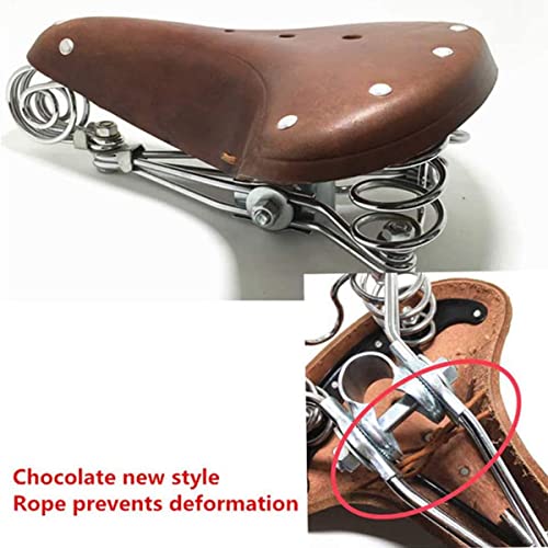 Selle de vélo classique à ressorts en cuir synthétique premium et finitions chromées