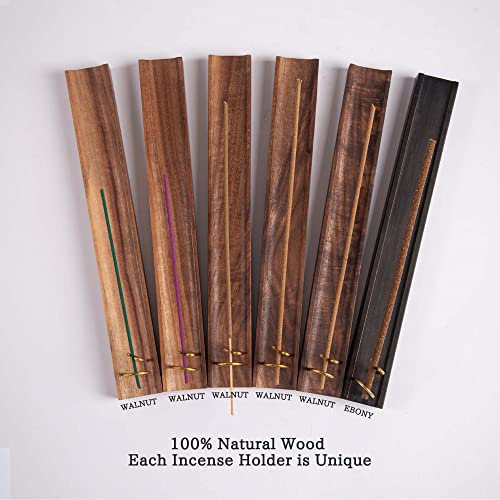 Macephenomelon Wooden Incense Holder For Sticks,Handmade Minimalist Hanging Brass Incense Burner Holder Fits Most Incense Sticks, Modern Incense Sticks Holder Decor For Yoga Mediation,9 Inches（Brown #TOP4