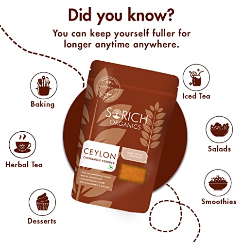 Image of Sorich Organics - 200 Gm - Ceylon Cinnamon Powder - Ceylon Sticks Grounded - SriLankan Dalchini Powder for Cooking, Tea & Baking